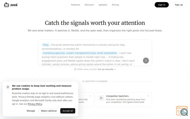Screenshot of Zooi, a launch using Lark Suite Email