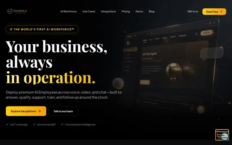 Screenshot of StayOps AI | The World's First AI Workforce™