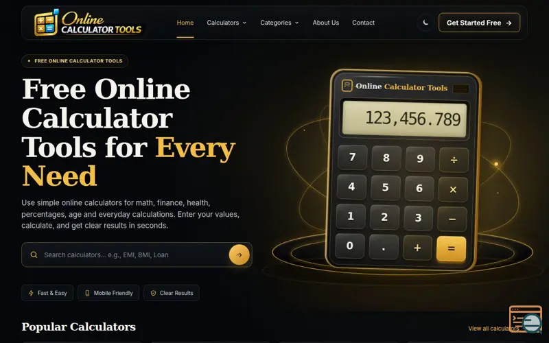 Screenshot of Online Calculator Tools
