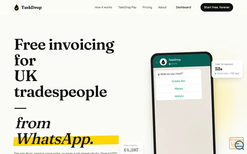 Screenshot of TaskDrop