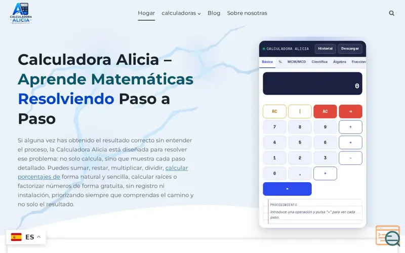 Screenshot of calculadora alicia