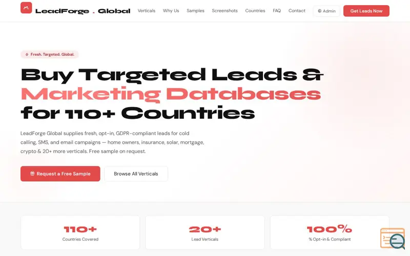 Screenshot of Buy Targeted Leads & Databases