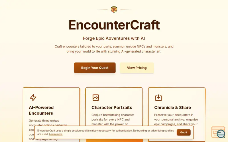 Screenshot of EncounterCraft