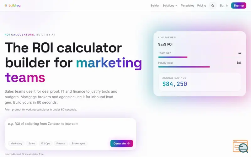 Screenshot of Buildroy, a launch using Foundr