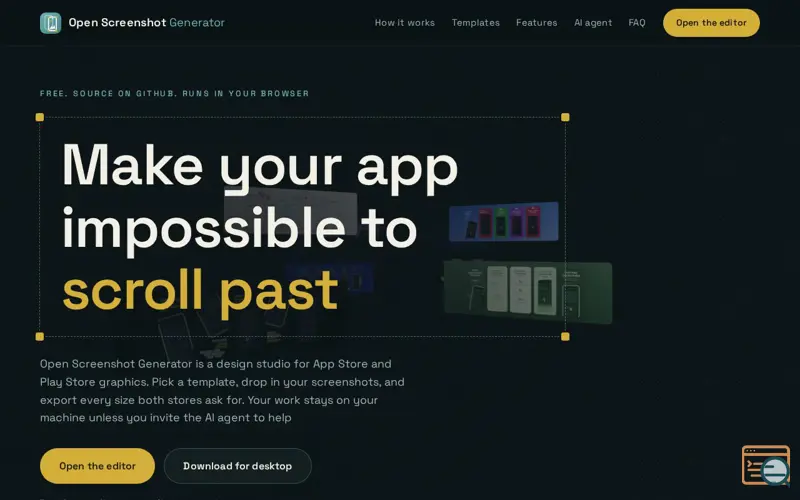 Screenshot of Open Screenshot Generator | App Store and Play Store screenshots