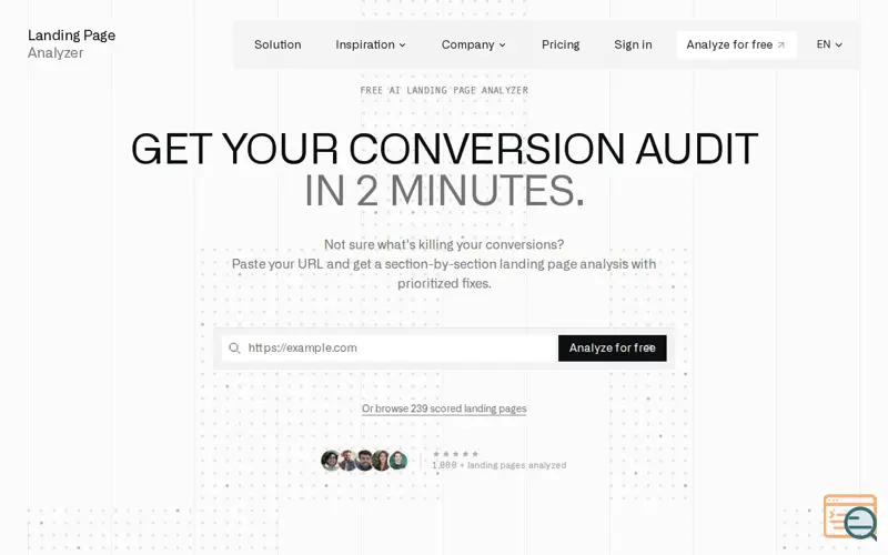 Screenshot of Landing Page Analyzer, a launch using v0 by Vercel