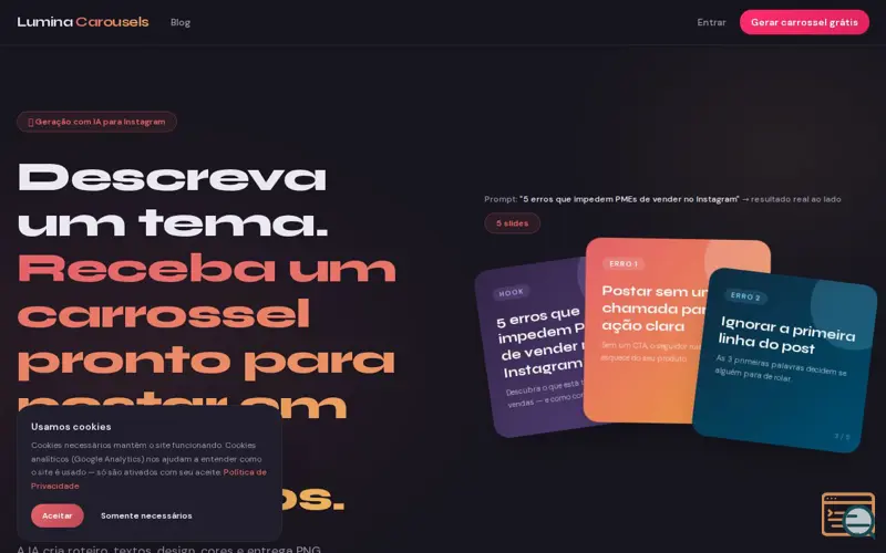 Screenshot of Lumina Carousels
