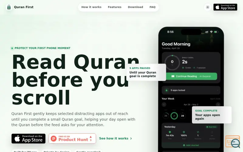 Screenshot of Quran First