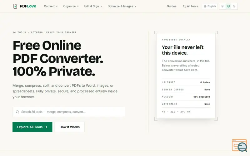 Screenshot of PDFLove