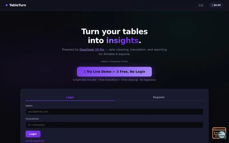 Screenshot of TableTurn