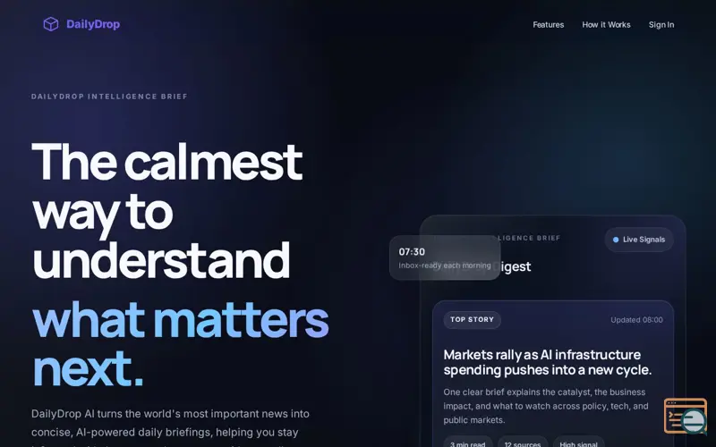 Screenshot of DailyDrop AI