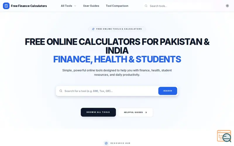 Screenshot of Free Finance Calculators