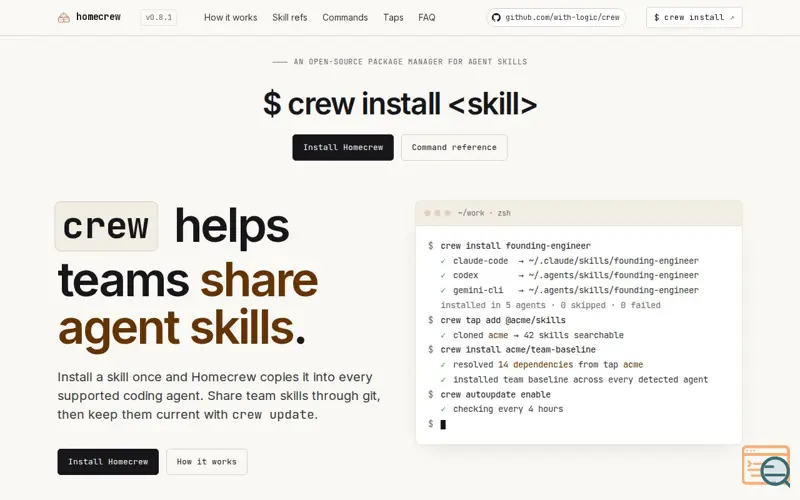 Screenshot of Homecrew