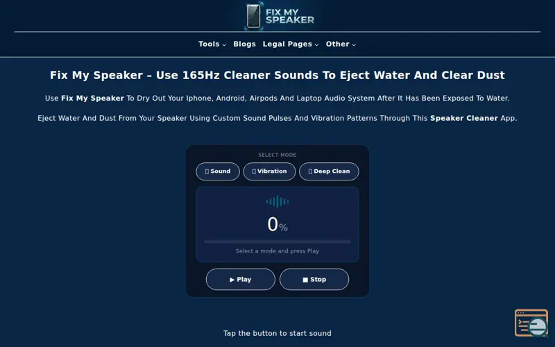 Screenshot of Fix My Speaker Cleaner
