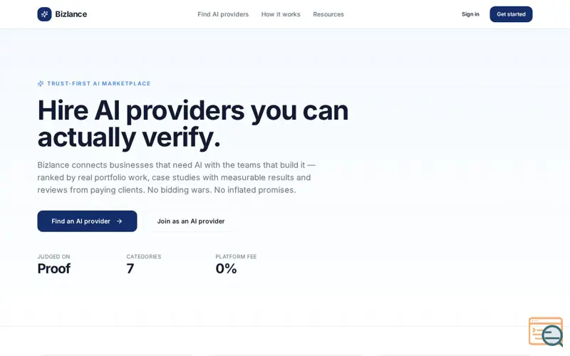 Screenshot of Bizlance