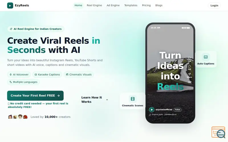 Screenshot of EzyReels
