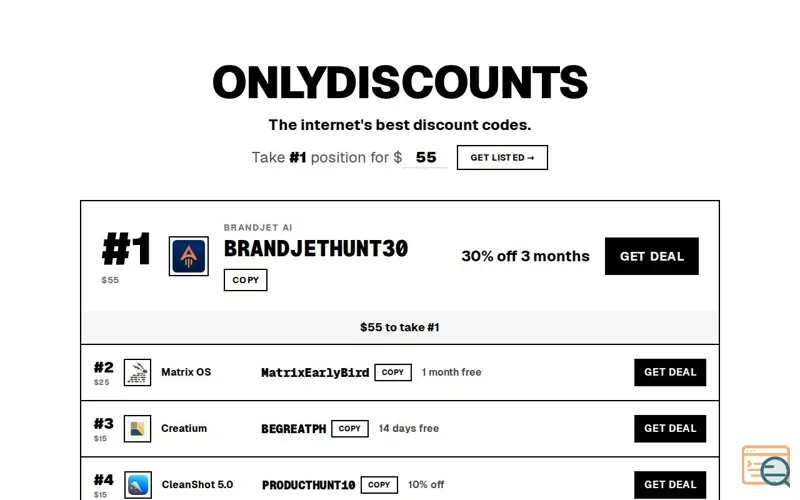 Screenshot of OnlyDiscounts