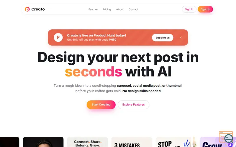 Screenshot of Creato