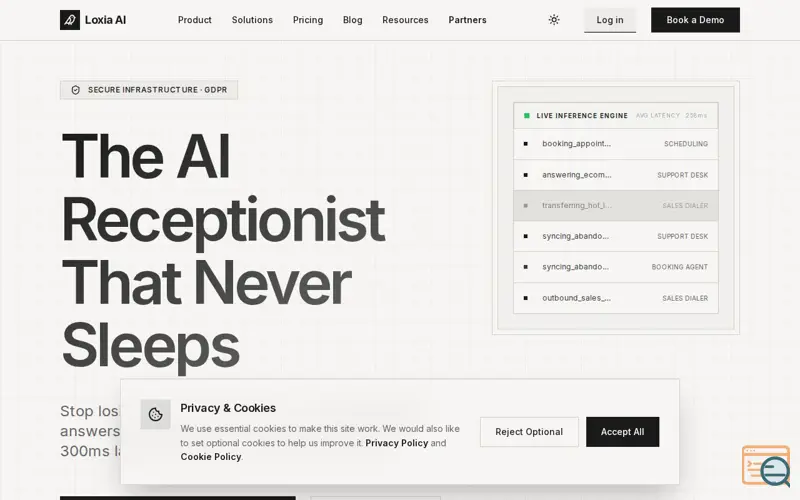 Screenshot of Loxia AI