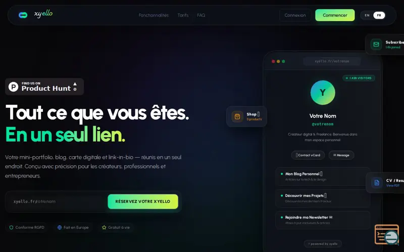 Screenshot of xyello, a launch using Appwrite