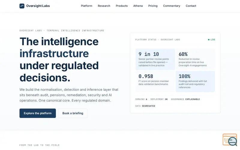 Screenshot of Oversight Labs