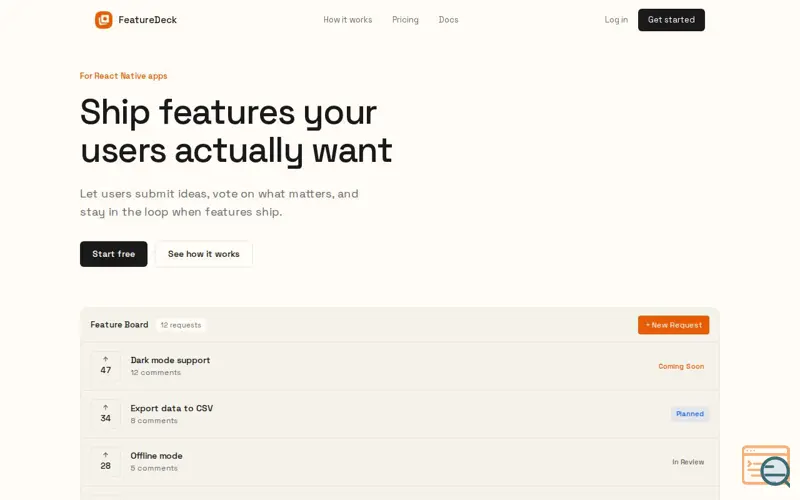 Screenshot of FeatureDeck