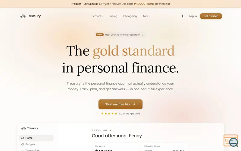 Screenshot of Treasury