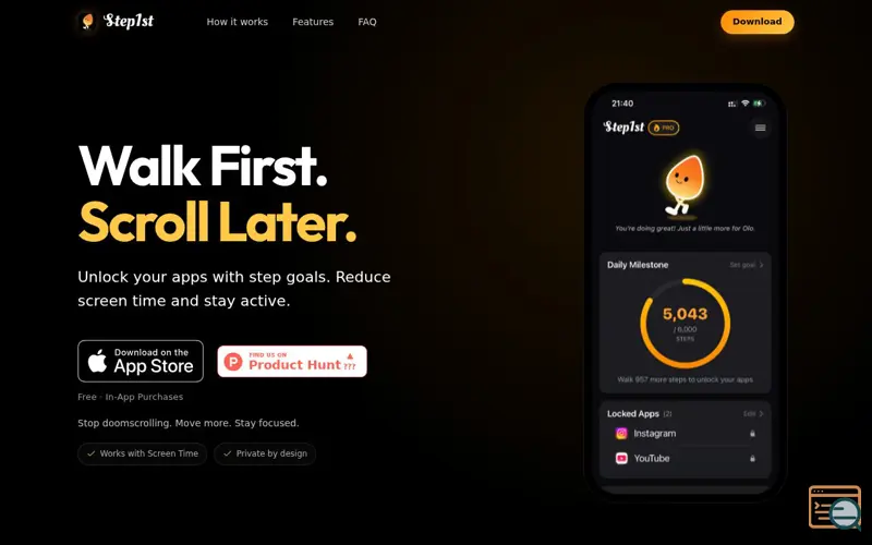 Screenshot of Step1st