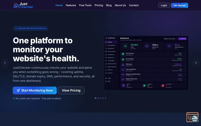 Screenshot of JustChecker