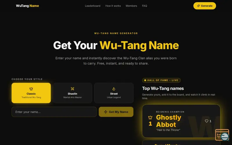 Screenshot of Wutangname