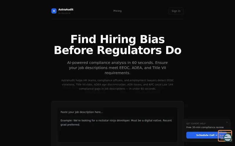 Screenshot of AstraAudit
