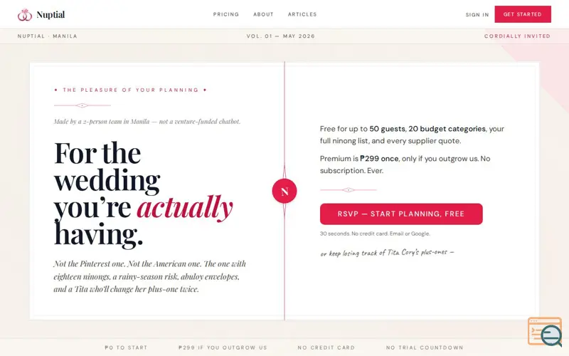 Screenshot of Nuptial — Wedding planner