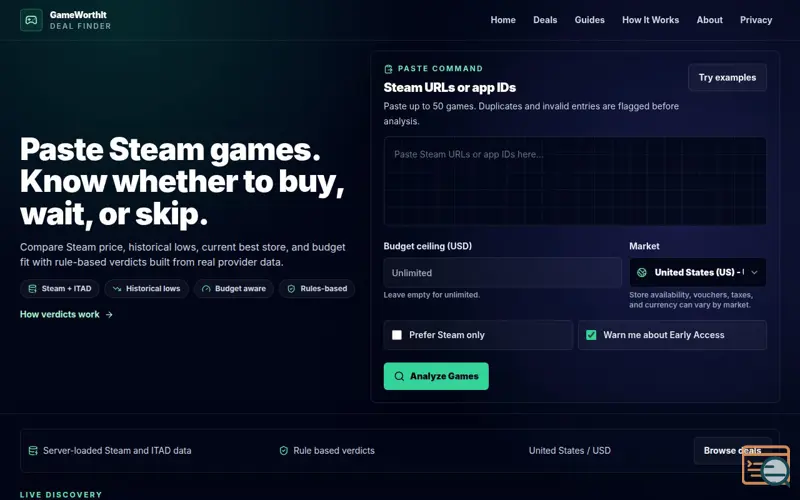 Screenshot of GameWorthIt