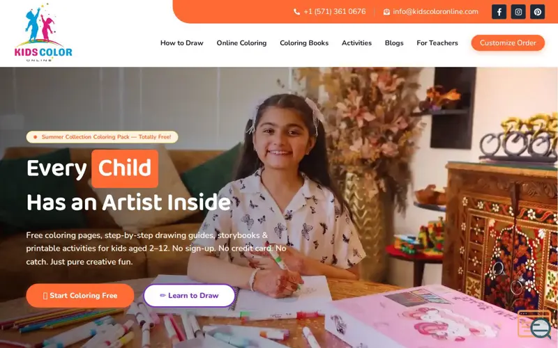 Screenshot of KidsColorOnline – Free Coloring Pages
