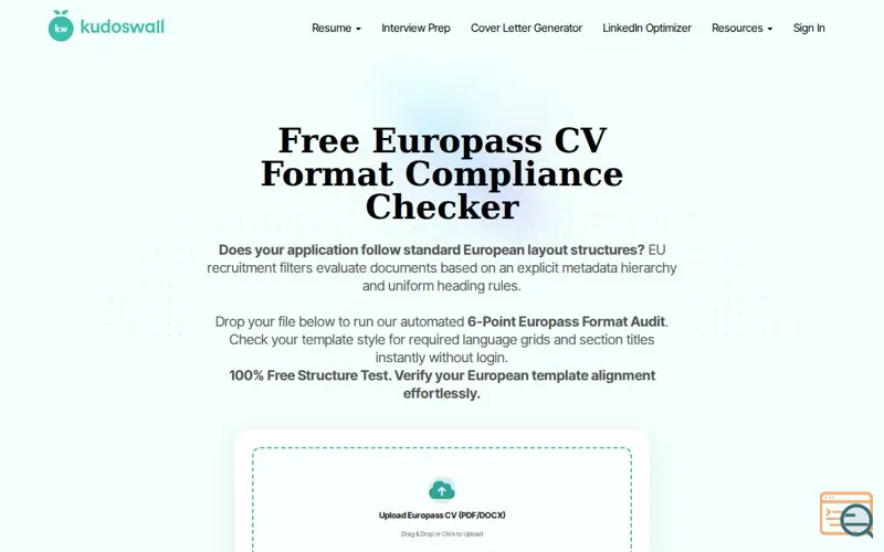 Screenshot of Europass CV Format Checker