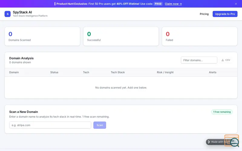 Screenshot of SpyStack AI
