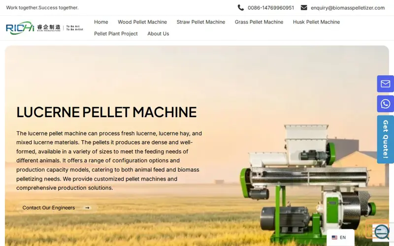 Screenshot of lucerne pellet machine