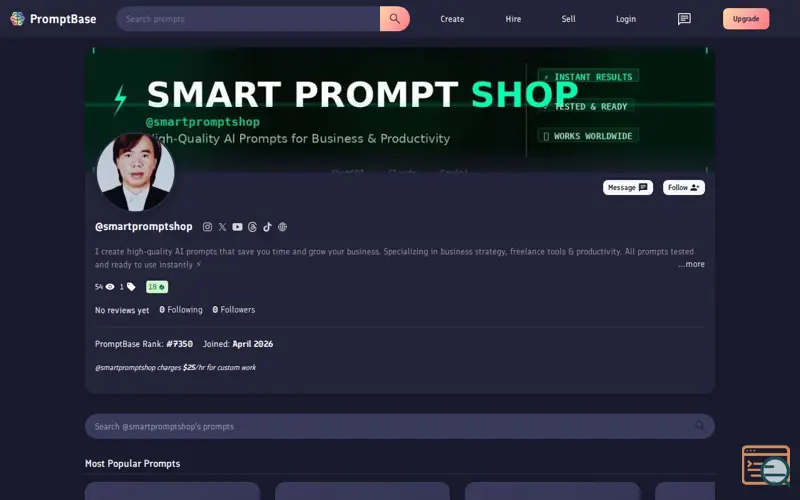 Screenshot of smartpromptshop