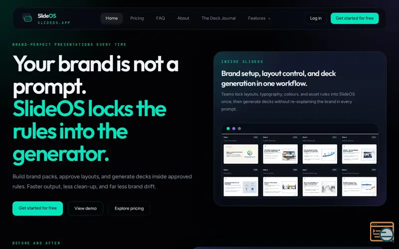 Screenshot of SlideOS
