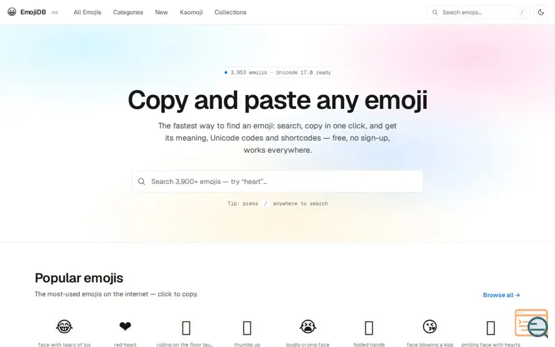 Screenshot of EmojiDB