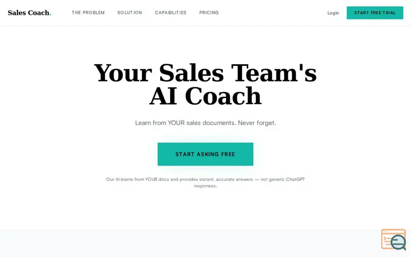 Screenshot of Sales Coach, a launch using Tasjeel