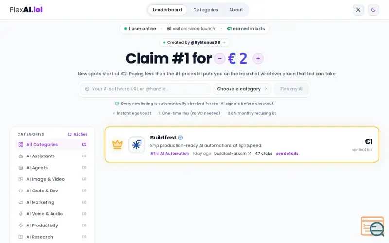 Screenshot of flexai.lol