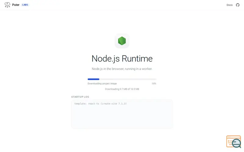 Screenshot of Node.JS in the Browser