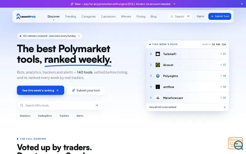 Screenshot of LaunchPoly, a launch using AI Directories