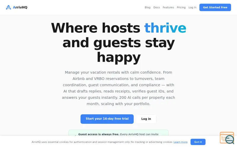 Screenshot of ArrivHQ