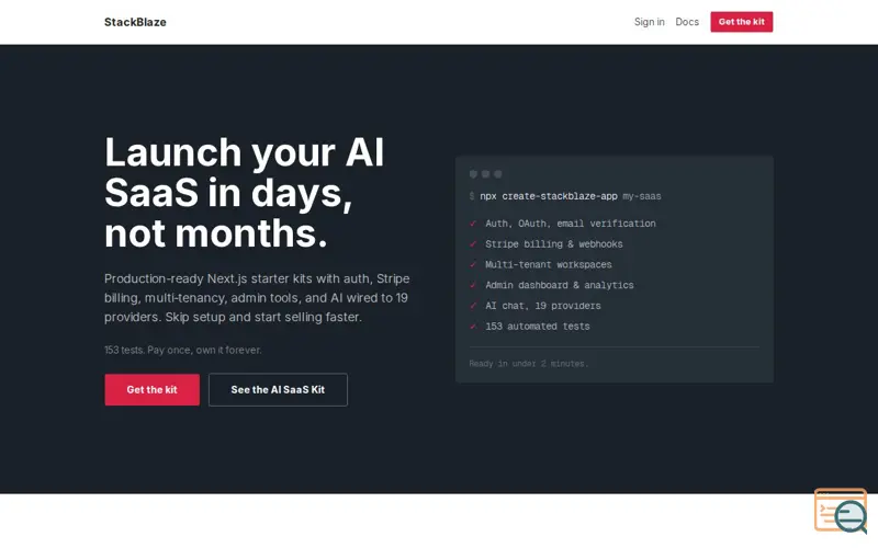 Screenshot of StackBlaze.dev