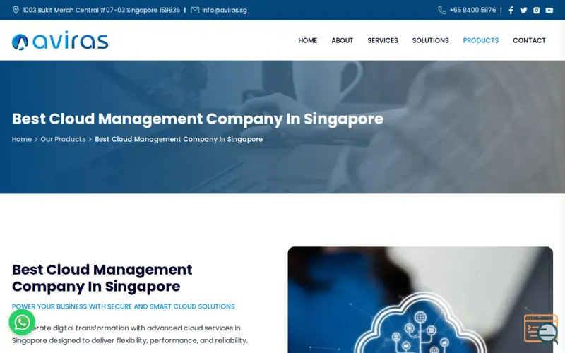 Screenshot of Aviras Cloud Management Solutions