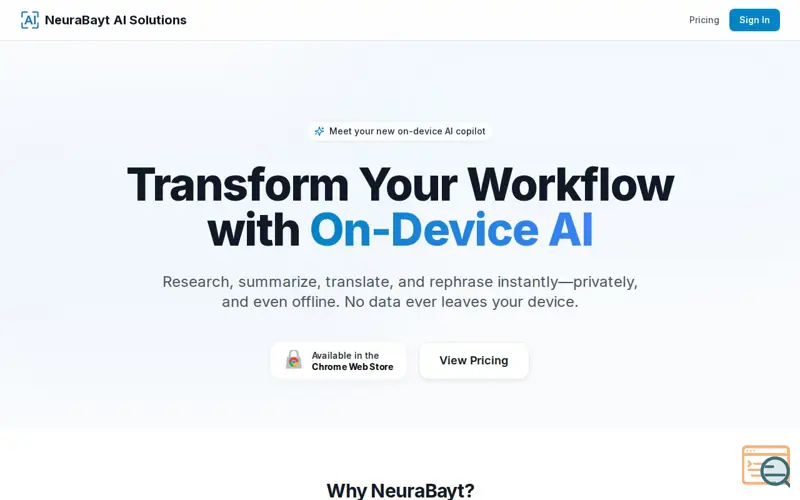 Screenshot of NeuraBayt Private On-Device AI Assistant