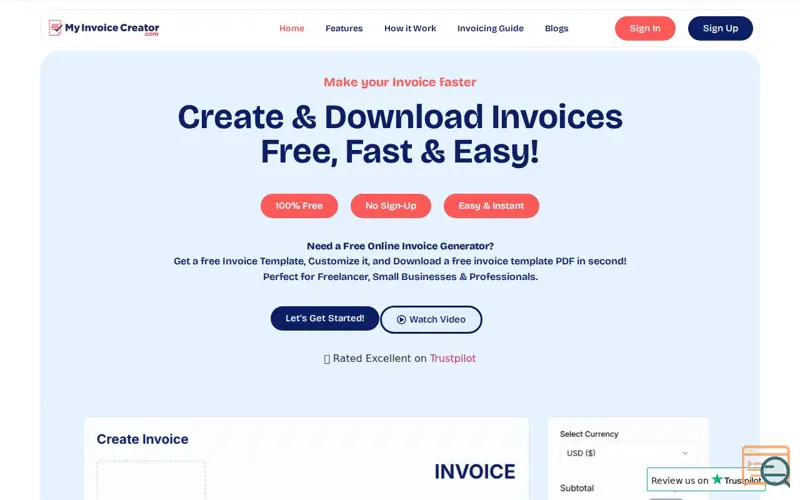 Screenshot of My Invoice Creator
