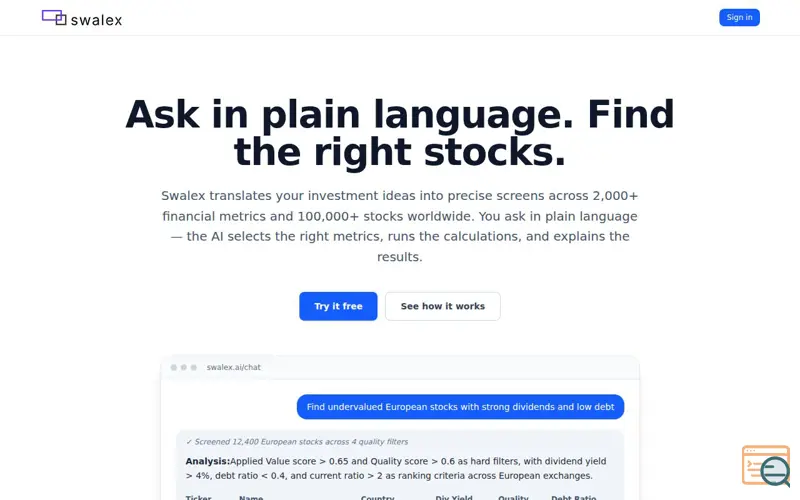 Screenshot of Swalex